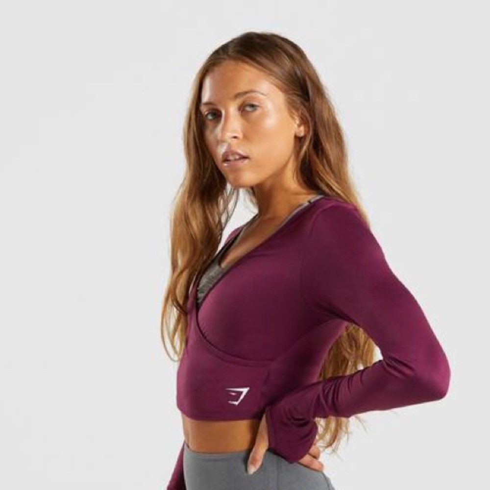 Gymshark- Ballet Crop Top- Dark Ruby-Medium